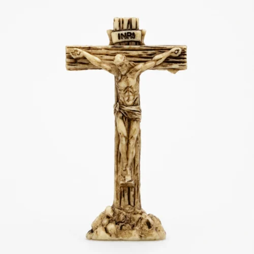 Crucifijos Resina 5 cms Beige con pegatina