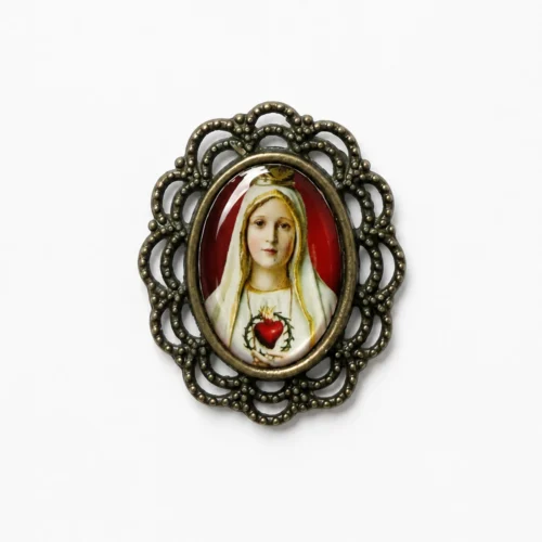Medalla Virgen de Fátima con pegatina 3 cms