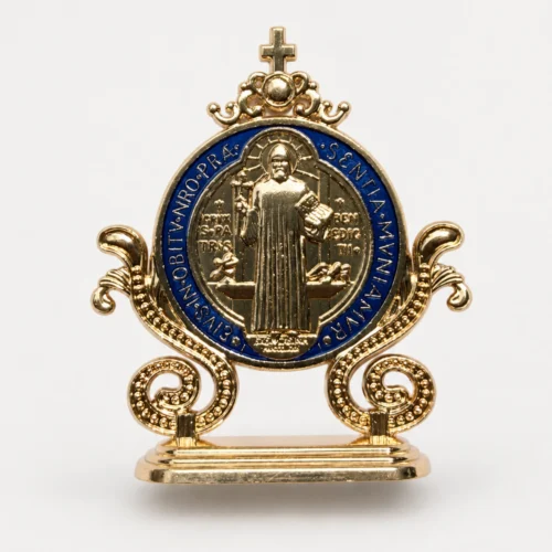 Medallón San Benito cruz con pegatina 6 cms