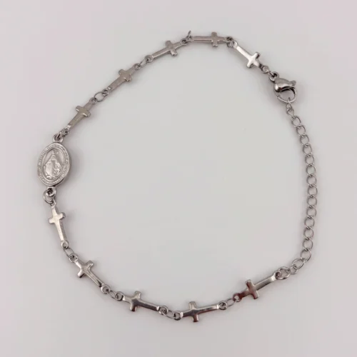 Pulsera Acero inoxidable plateada NS de las Gracias