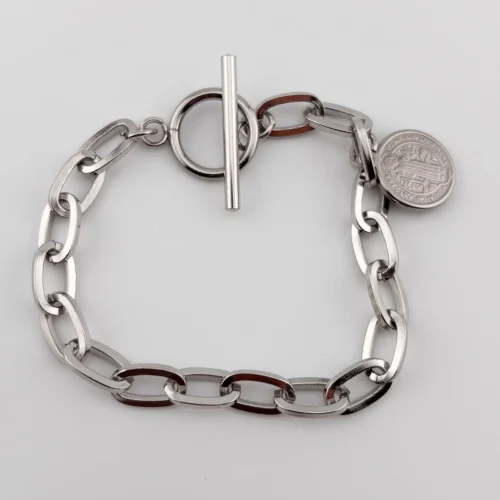 Pulseras San Benito acero inoxidable eslabones plateadas