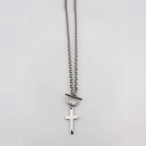 Collar dije Cruz Acero inoxidable plateado