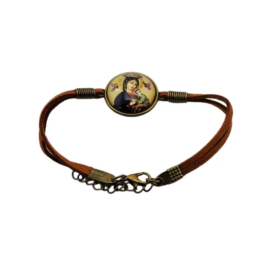 008PU0031 Pulsera cuero NS del Perpetuo Socorro
