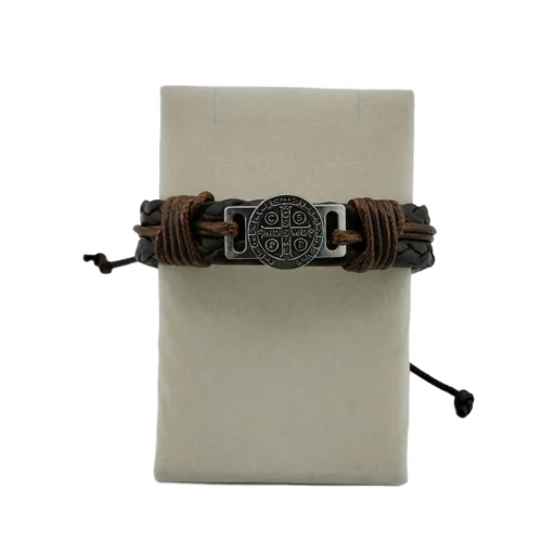 010PU0033 Pulsera tejida cuero San Benito