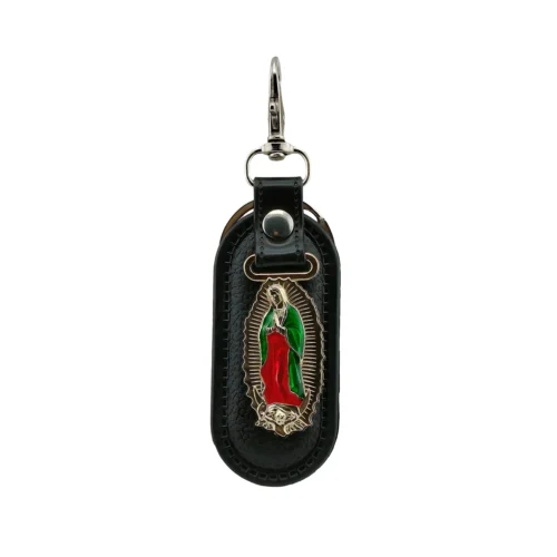 015LL0012 Llaveros de cuero sintetico con Virgen de Guadalupe de colores