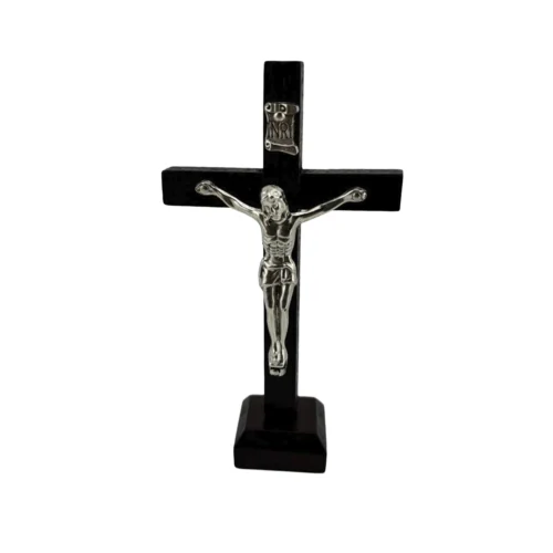 016AR0112 Cruz de madera con estatua de metal
