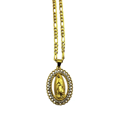 020CA0028 Cadena Dorada y dije Virgen de Guadalupe (cadena gruesa) 020CA0028
